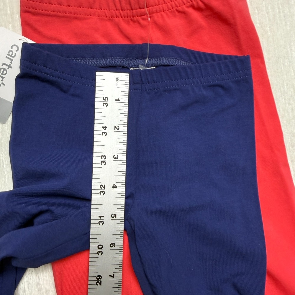 Carters Girls 18M Leggings 2 Pack Pink Navy Blue Ribbed Knit Elastic Waist NEW - Picture 6 of 11